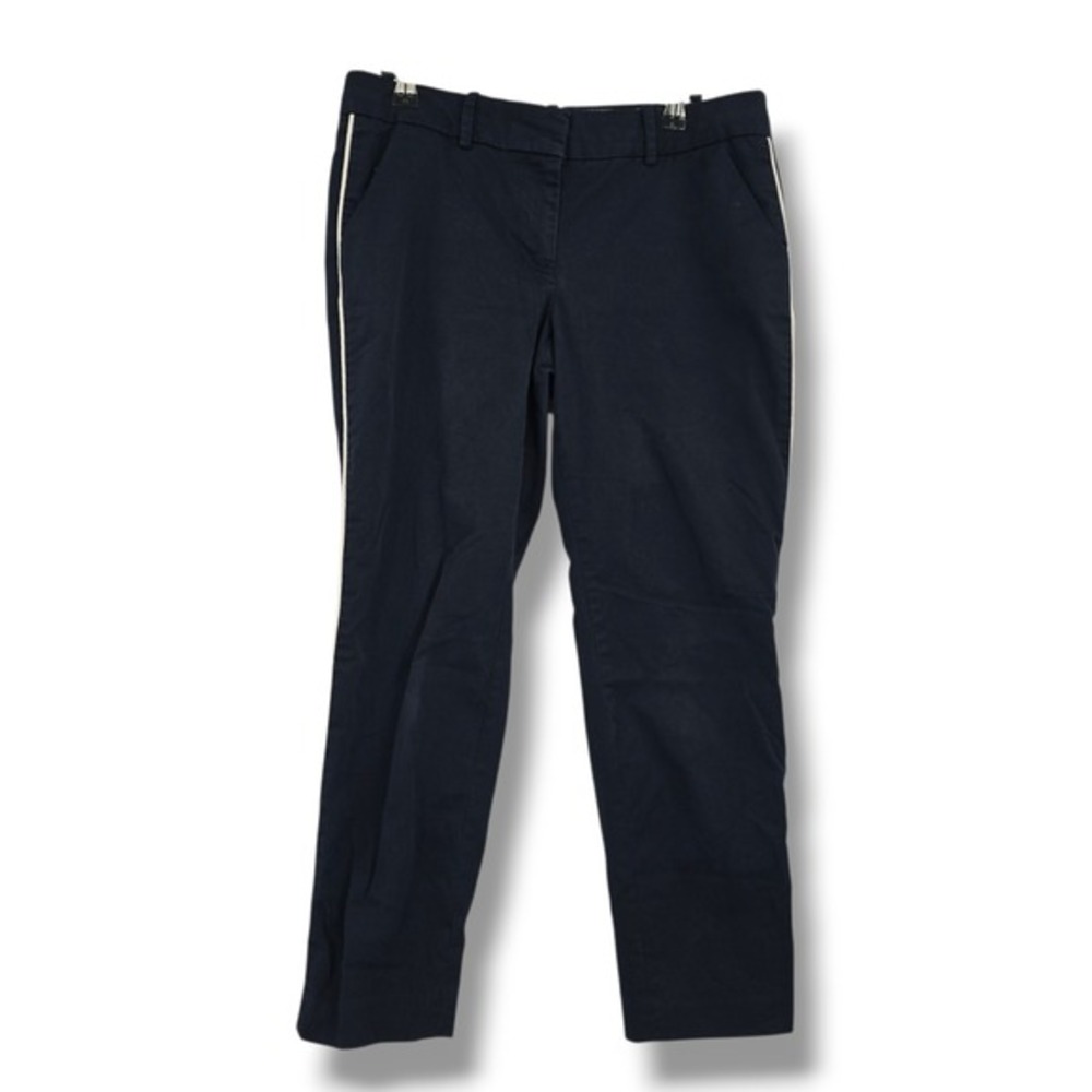 J. Crew Cafe Capri Navy Blue Side Stripe Slim Cropped Pants Womens Size 4 01991